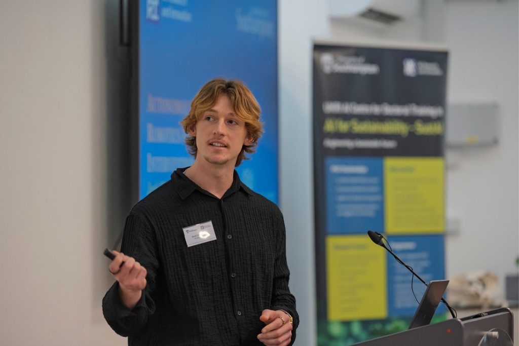 Jack Hilton Jones presenting his owrk on magnetic continuum robots to advance safety for healthcare in surgical robotics